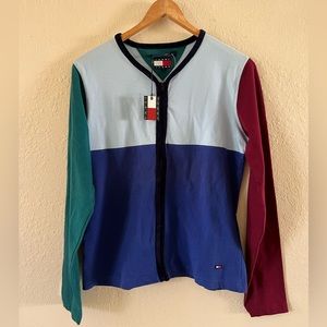 TOMMY HILFIGER Tommy Jeans *NWT women’s zipup blouse top | MEDIUM